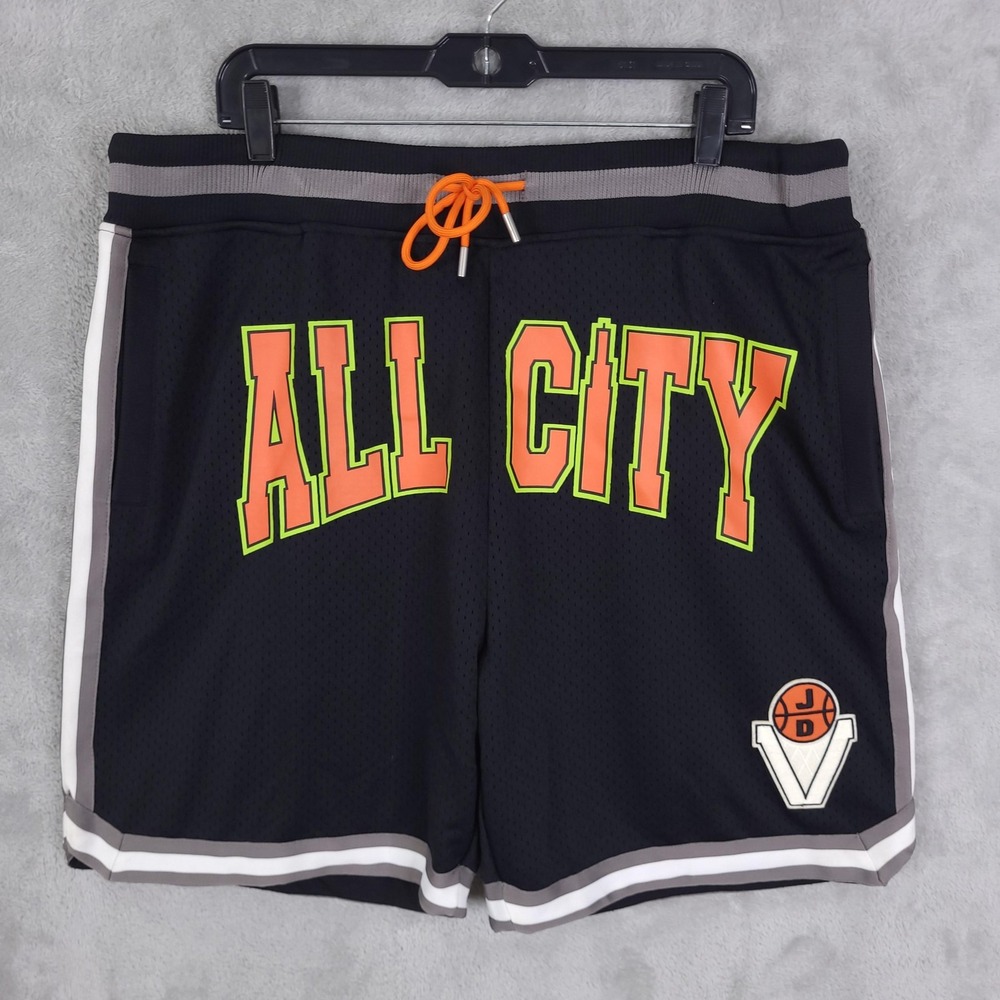 Just Don All City Shorts Mens XL Black Mesh Basketball Athletic Drawstring